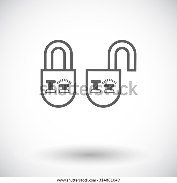 Locking doors. Single flat icon on white\
background. \
illustration.