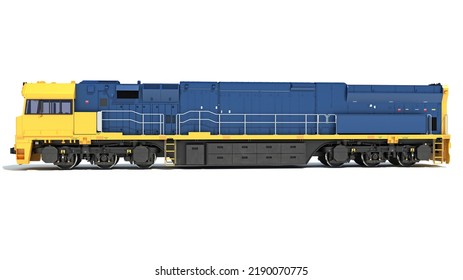 Locomotive 3D Rendering On White Background