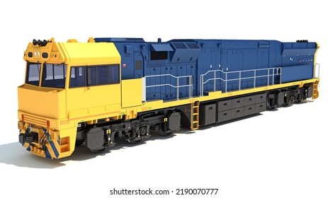 Locomotive 3D Rendering On White Background