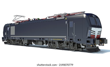 Locomotive 3D Rendering On White Background