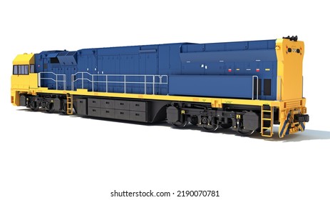 Locomotive 3D Rendering On White Background