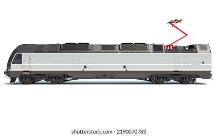 Locomotive 3D Rendering On White Background