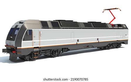 Locomotive 3D Rendering On White Background