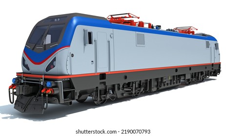 Locomotive 3D Rendering On White Background