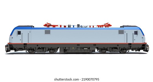 Locomotive 3D Rendering On White Background