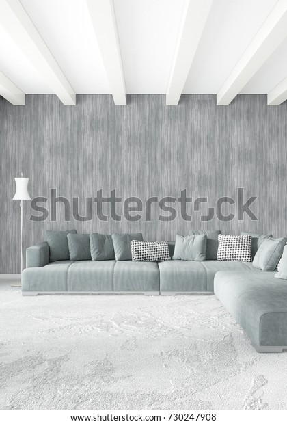 Loft Bedroom Modern Style Interior Design Stock Illustration