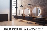 Loft Modern salon interior - 3D rendering