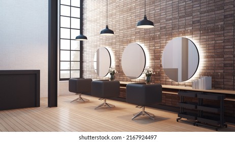 Loft Modern salon interior - 3D rendering - Powered by Shutterstock