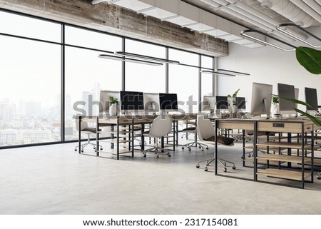 Loft office interior. 3D Rendering