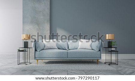 Loft Vintage Interior Living Room Blue Stockillustration