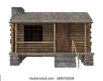 Log Cabin 3D Illustration On White Background