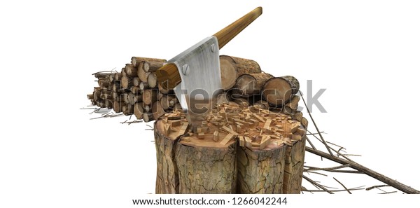 Log Wood Axe Chopped Firewood Winter Stock Illustration 1266042244