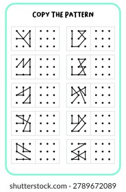 Logic games for kids. Copy the pattern worksheet activity page for preschool kids