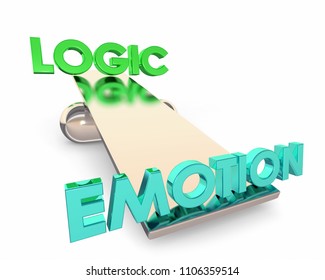 Logic Vs Emotion See Saw Balance Choice Winner Words 3d Render Illustration