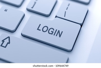 Login Button On Keyboard With Soft Focus
