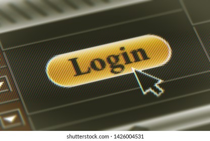 Login button in the screen. Illustration.