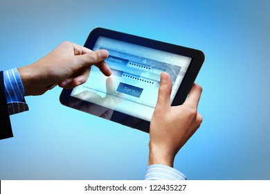 Login with email and password on computer screen