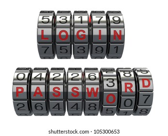 Login and  password as a combination system access. 3d