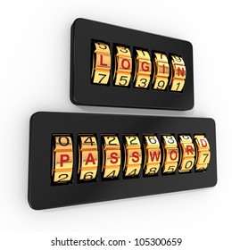 Login and  password as a combination system access. 3d