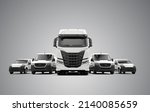 Logistic fleet on a grey background: 3D illustration