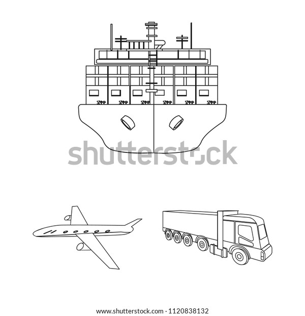Logistics and delivery outline icons in set\
collection for design. Transport and equipment isometric bitmap\
symbol stock web\
illustration.