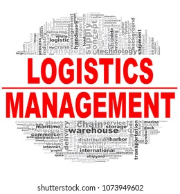 Logistics management word cloud. Creative illustration of idea word lettering typography . 3D rendering.