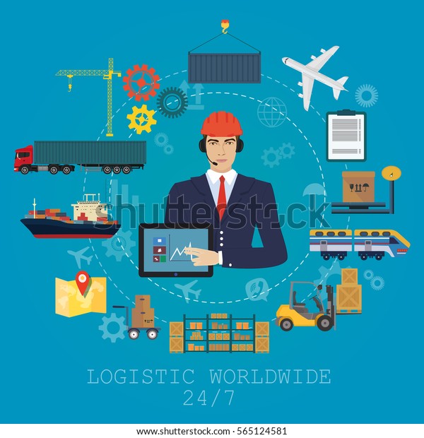  logistics manager agent concept. Delivery\
cargo  service\
illustration