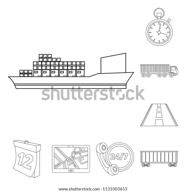 Logistics\
service outline icons in set collection for design. Logistics and\
equipment bitmap symbol stock web\
illustration.