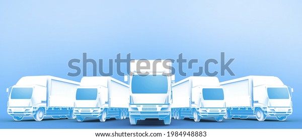 Logistics and transportation with\
Cargo truck driving on Blue Background. logistic import export and\
transport industry. copy space, banner, website -\
illustration
