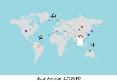 logistics and transportation infographic concept elements online trading