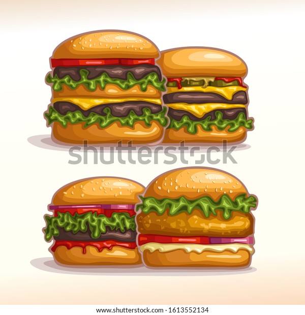 Logo Burger Menu Hamburger Cheeseburger Homemade Stock Illustration