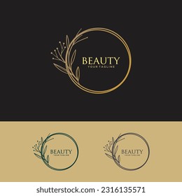 logo design template and monogram concept in trendy linear style - floral frame with space - Powered by Shutterstock