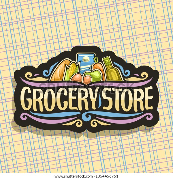 Logo Grocery Store Black Sign Board Stock Illustration 1354456751