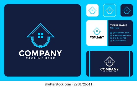 logo home with gear logo business card design - Powered by Shutterstock