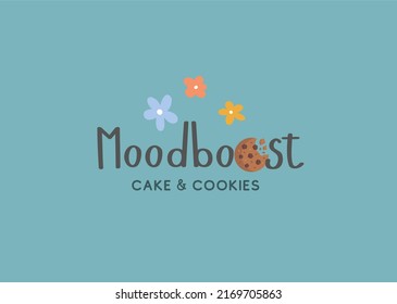 Logo Ideas For Food Business. Mood Boost Cake And Cookies