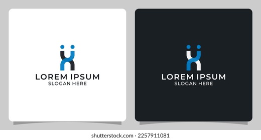 logo letter h line human icon partnership symbol
