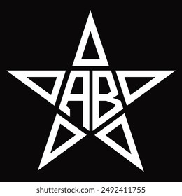 Logo monogram with star shape on black background design template
