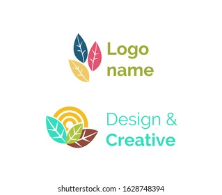 Logo name raster, isolated icon of design and creative in flat style. Business concept and representation of corporation. Leaves and ecology sign - Powered by Shutterstock - Get 15% off with code: PIKWIZARD15