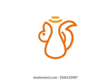 The logo is an orange squirrel with a yellow halo. It symbolizes playfulness, agility, and intelligence. The squirrel is a creature that is known for its quick movements and ability to climb trees.  - Powered by Shutterstock