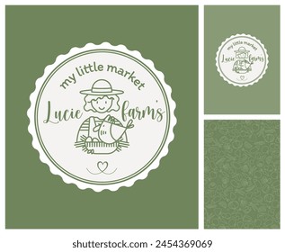 Logo for producer of organic, local, seasonal products. Brand identity, market gardener, farm sales, market, grocery store, graphic charter, label, profession, woman, farmer, label. - Powered by Shutterstock