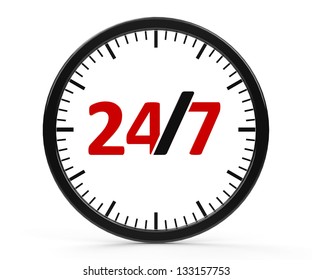 The logo of round-the-clock on white background represents 24 hours service, three-dimensional rendering