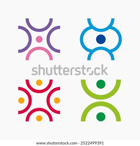 Logo Set People Group Conection Community Circle