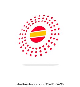 Logo Sun Energy Tech Or Solar Technology Light Logotype Icon, Nano Atom Circle 3d Dot Sign, Red Yellow Color Abstract Modern Innovation Brand Design