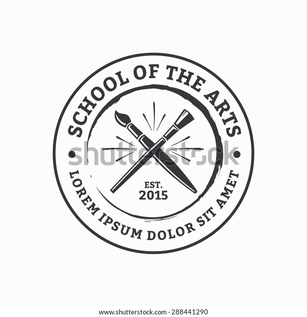 Logo Template School Drawing Art Studio Stock Illustration