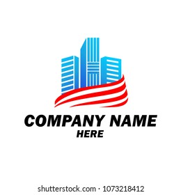 Logo, Template, Your Company Name Here, Flag, Building, Server