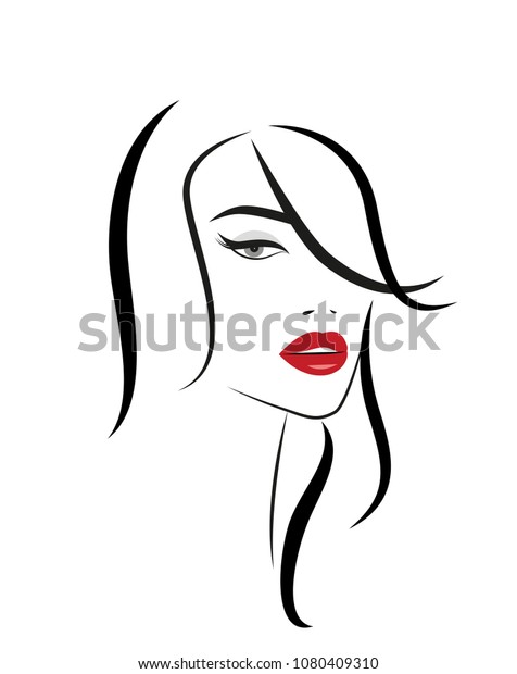 Logo Woman Long Hair Stock Illustration 1080409310 | Shutterstock