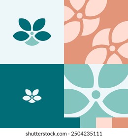 Logo Yoga Meditation Nature Lotus Flower Daily Spa Massage Green Beige - Powered by Shutterstock