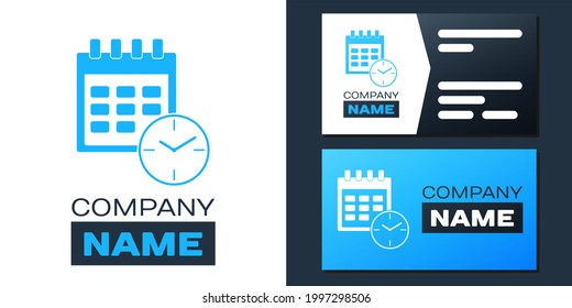 Logotype Calendar And Clock Icon Isolated On White Background. Schedule, Appointment, Organizer, Timesheet, Time Management, Important Date. Logo Design Template Element.