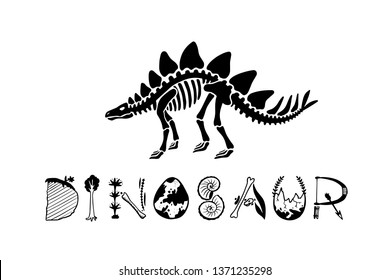 Dinosaur Stegosaurus Skeleton Illustration Logo Card Stock Illustration ...