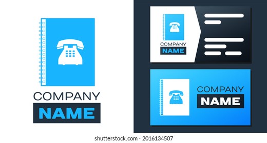 Logotype Phone Book Icon Isolated On White Background. Address Book. Telephone Directory. Logo Design Template Element. .